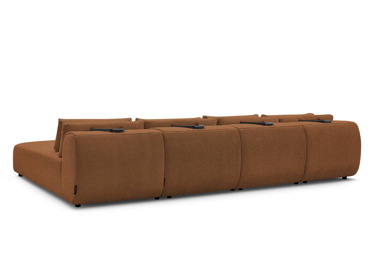 Modulaire vaste panoramabank met hoofdsteunen JANA gemêleerde stof met 2 chaise longues en 2 fauteuils