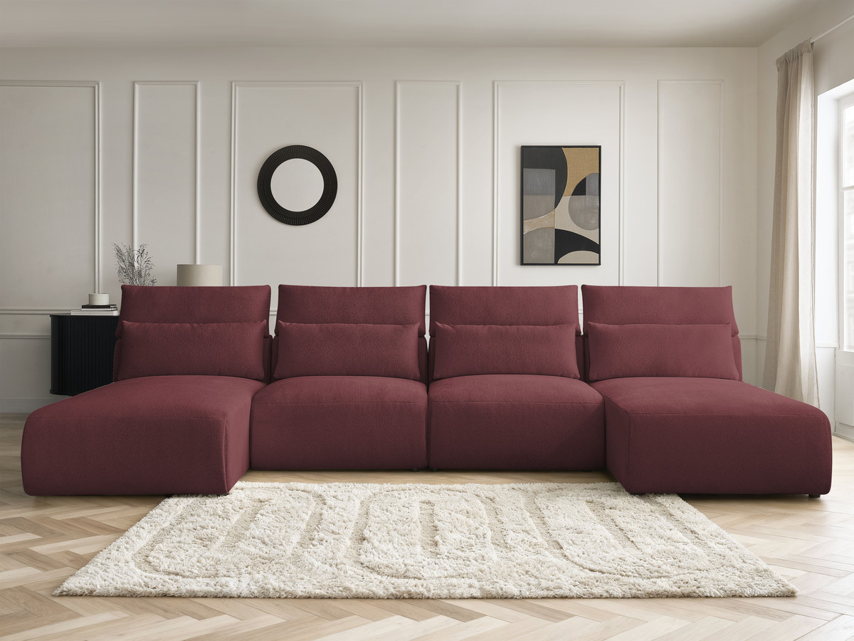 Canapé panoramique modulable avec têtières JANA chiné rouge — vue 5