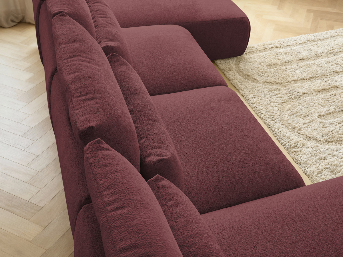 Modulaire vaste panoramabank met hoofdsteunen JANA gemêleerde stof met 2 chaise longues en 2 fauteuils