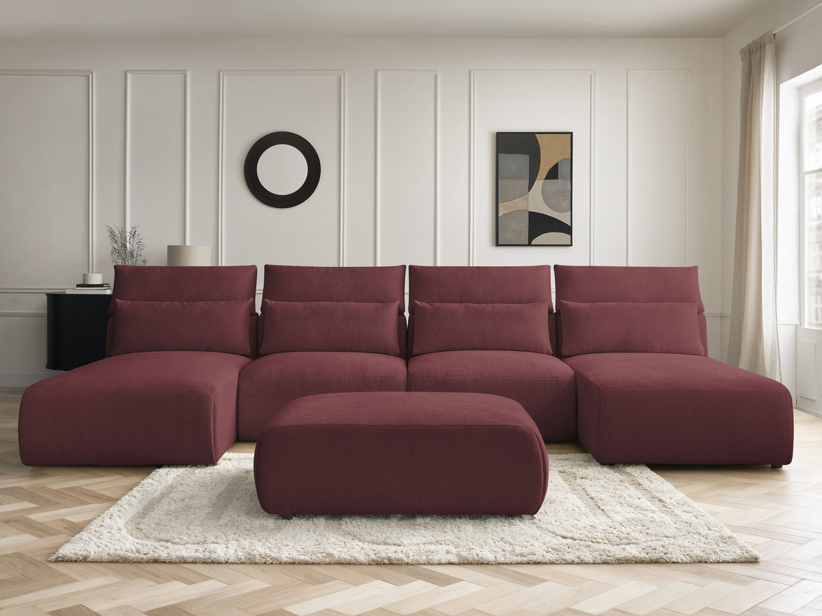 Canapé panoramique modulable avec têtières JANA chiné rouge — vue 5