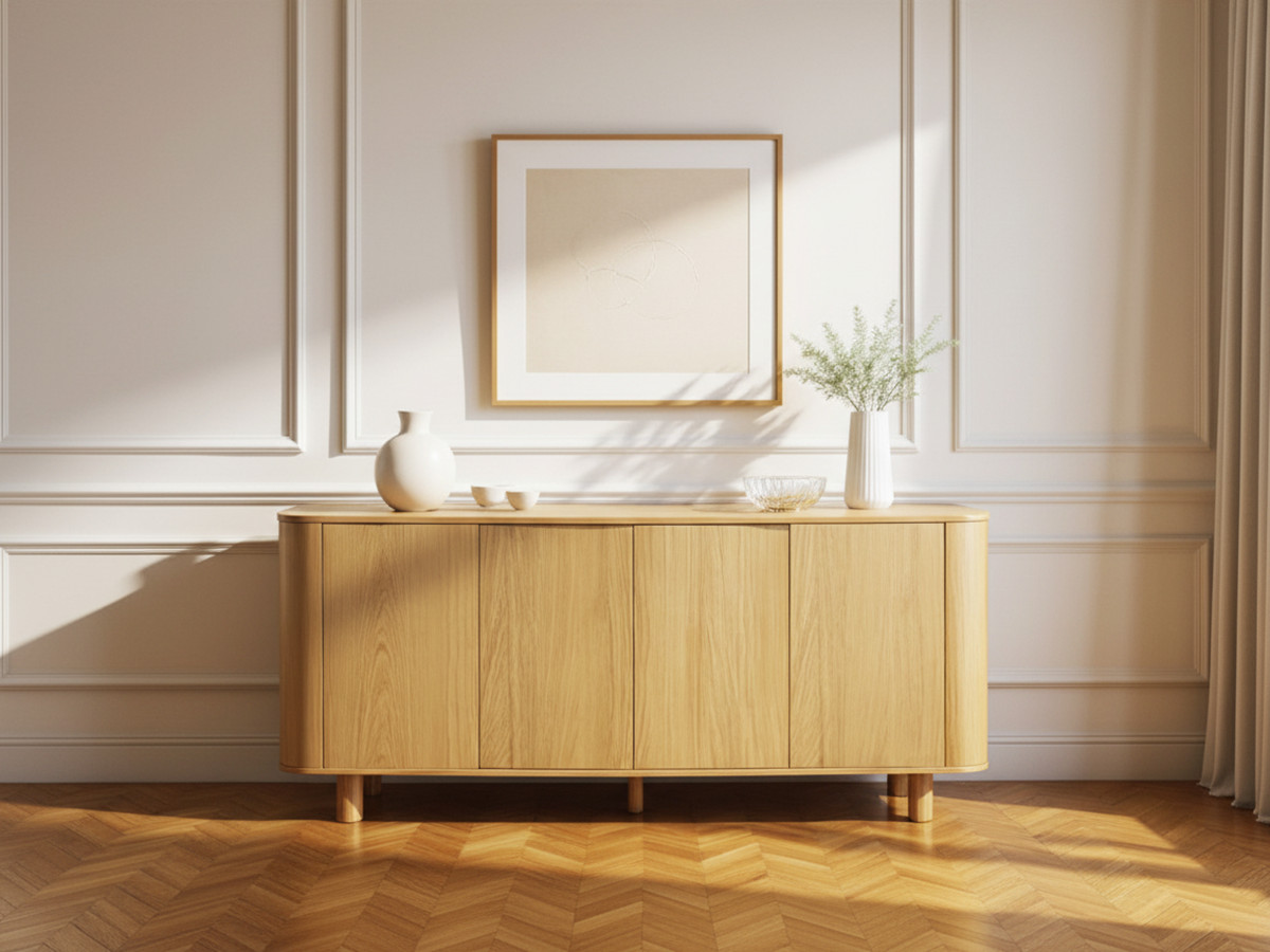 Buffet 4 portes 180 cm MALO placage chêne massif