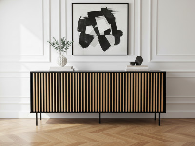 Buffet 5 portes 220 cm CORNEILLE tasseaux pin massif