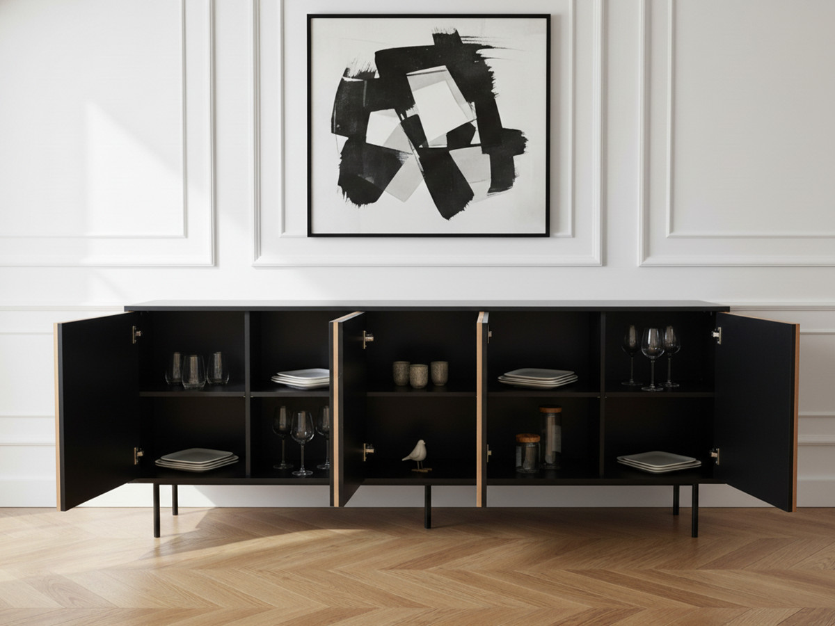 Buffet 5 portes 220 cm CORNEILLE tasseaux pin massif — vue 5