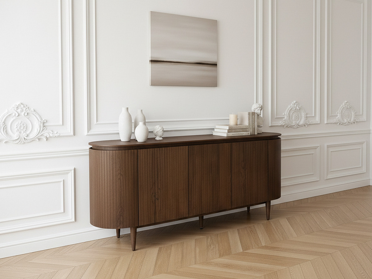 Buffet 5 portes 180 cm SORMIOU placage chêne massif