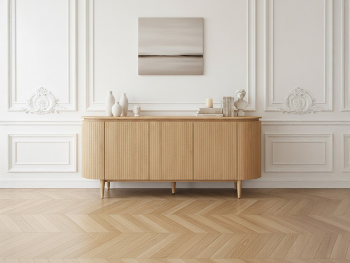 Buffet 5 portes 180 cm SORMIOU placage chêne massif