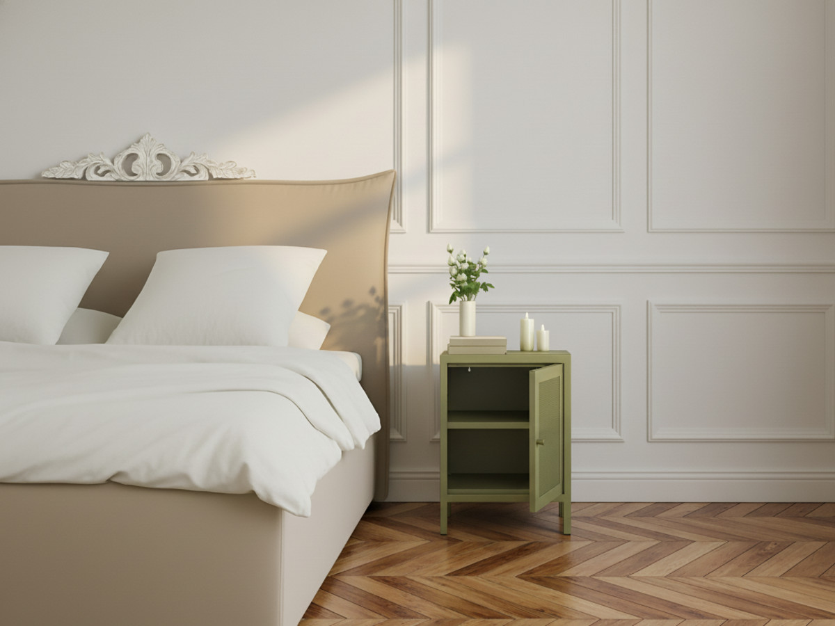 Table de chevet 1 porte CLARA métal édition limitée vert — vue 4