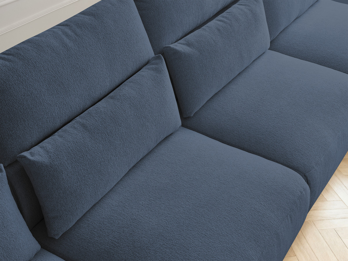 Modulaire vaste panoramabank met hoofdsteunen JANA gemêleerde stof met 2 chaise longues, 2 fauteuils en 1 kleine poef