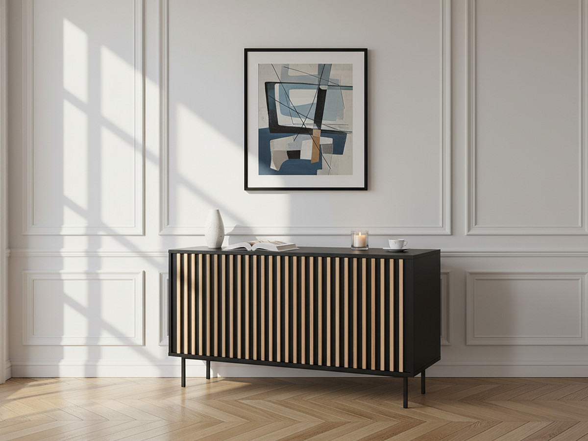 Buffet 3 portes 150 cm CORNEILLE tasseaux pin massif