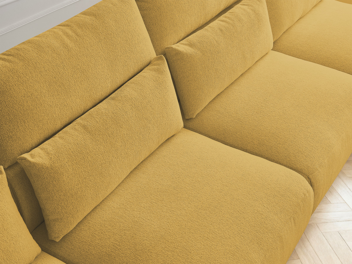 Modulaire vaste panoramabank met hoofdsteunen JANA gemêleerde stof met 2 chaise longues, 2 fauteuils en 1 kleine poef