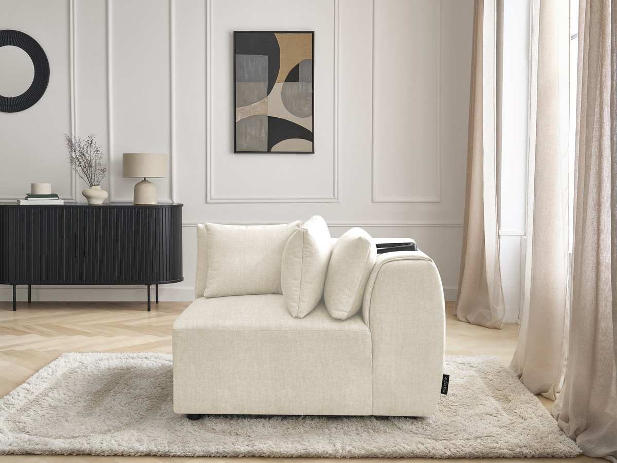 Angle avec têtière pour canapé modulable JANA velours beige — vue 5