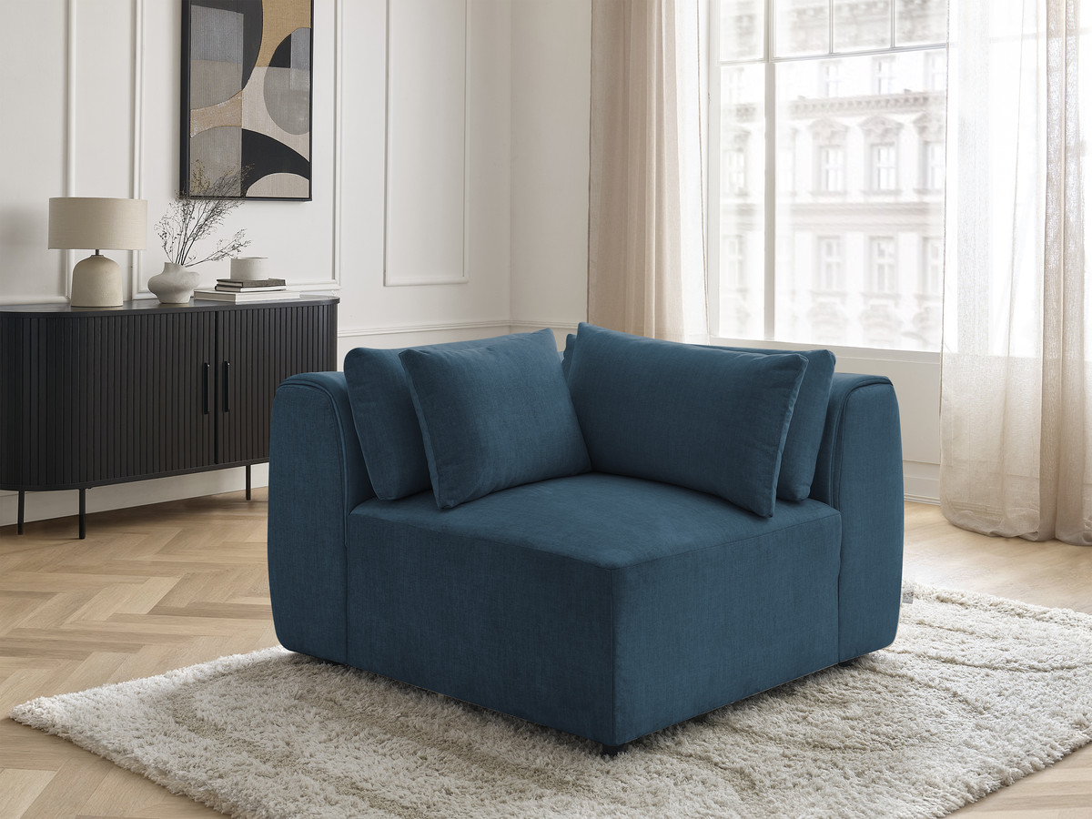 Angle avec têtière pour canapé modulable JANA velours bleu — vue 5