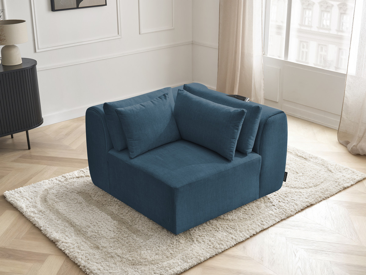 Hoekmeubel met hoofdsteun voor modulaire bank JANA in fluwelen stof