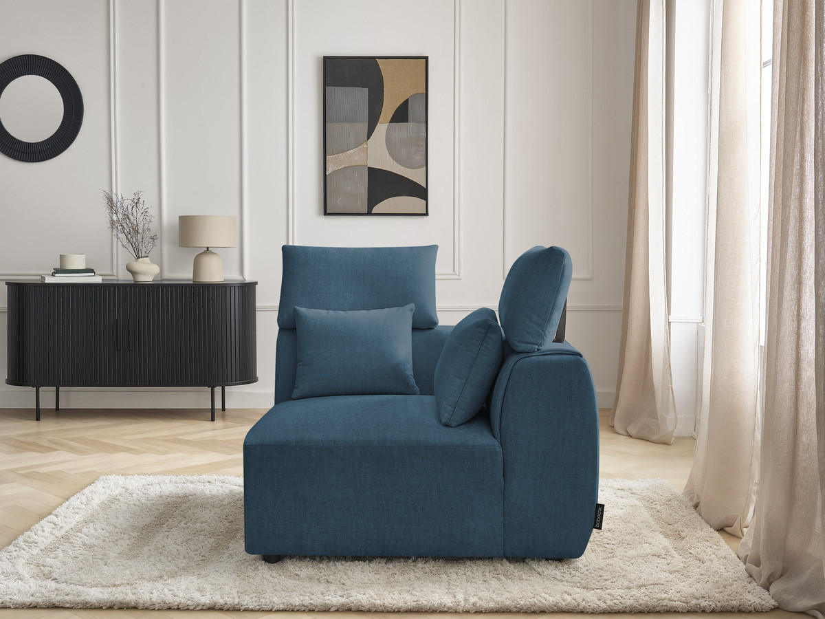 Angle avec têtière pour canapé modulable JANA velours bleu — vue 6