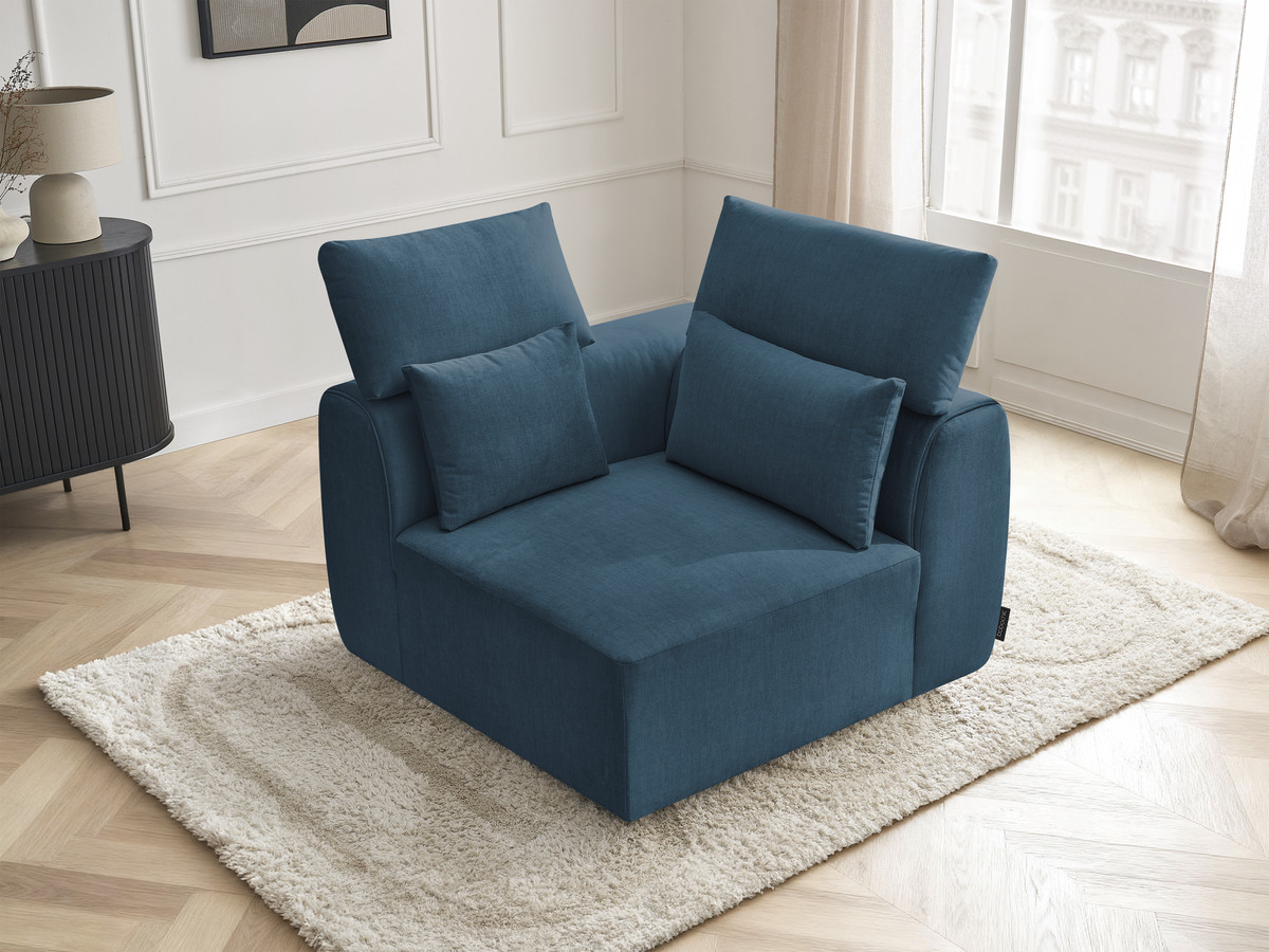 Hoekmeubel met hoofdsteun voor modulaire bank JANA in fluwelen stof