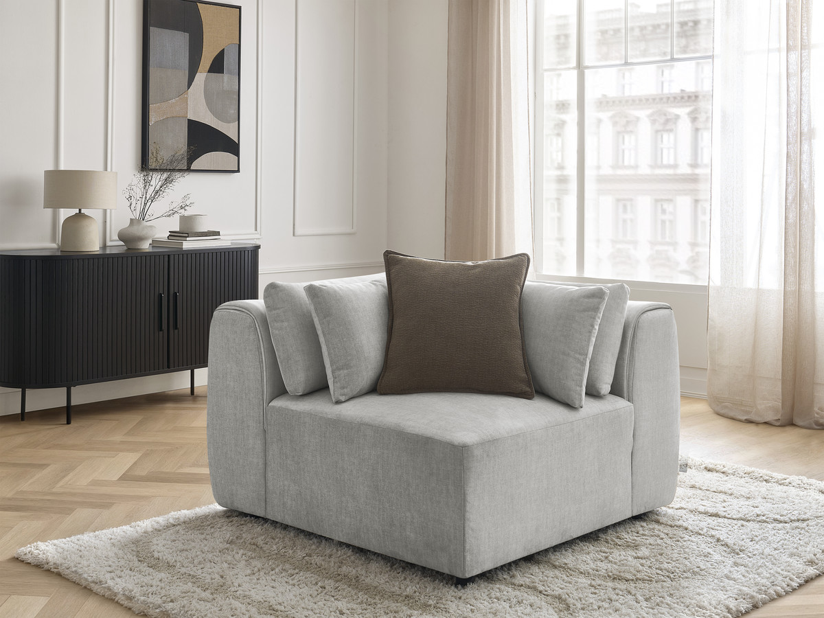 Angle avec têtière pour canapé modulable JANA velours gris clair