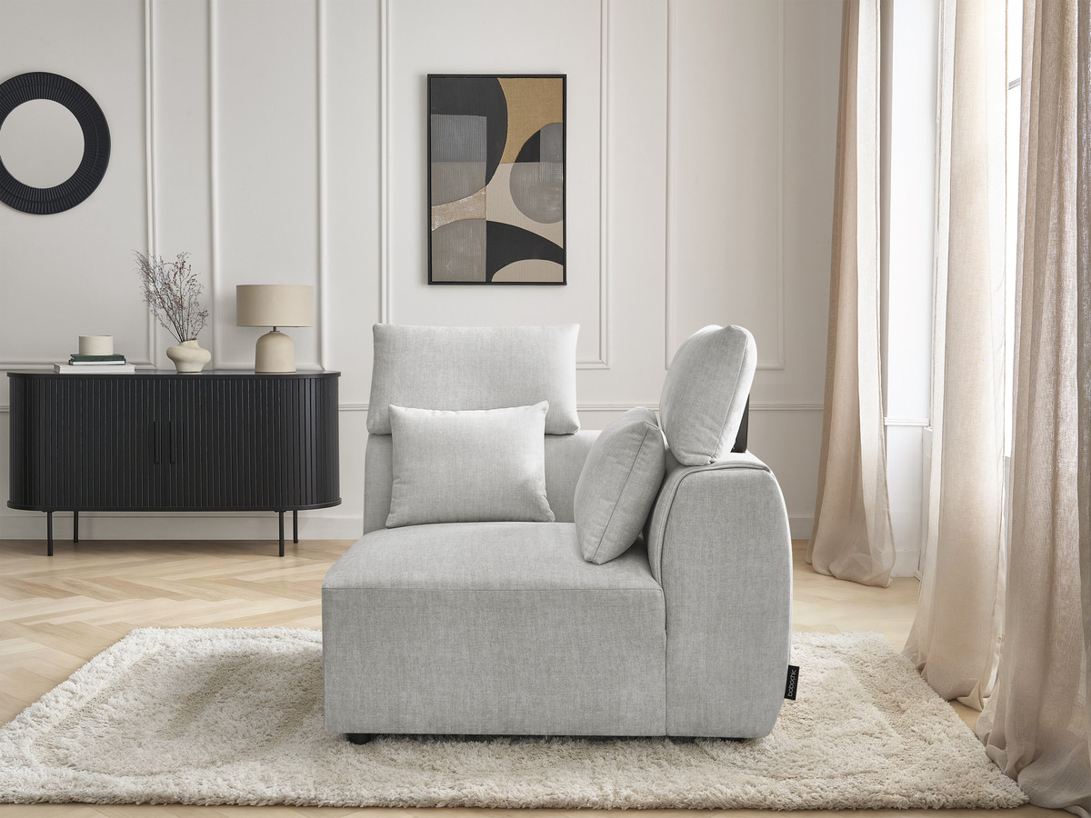 Angle avec têtière pour canapé modulable JANA velours gris clair — vue 6
