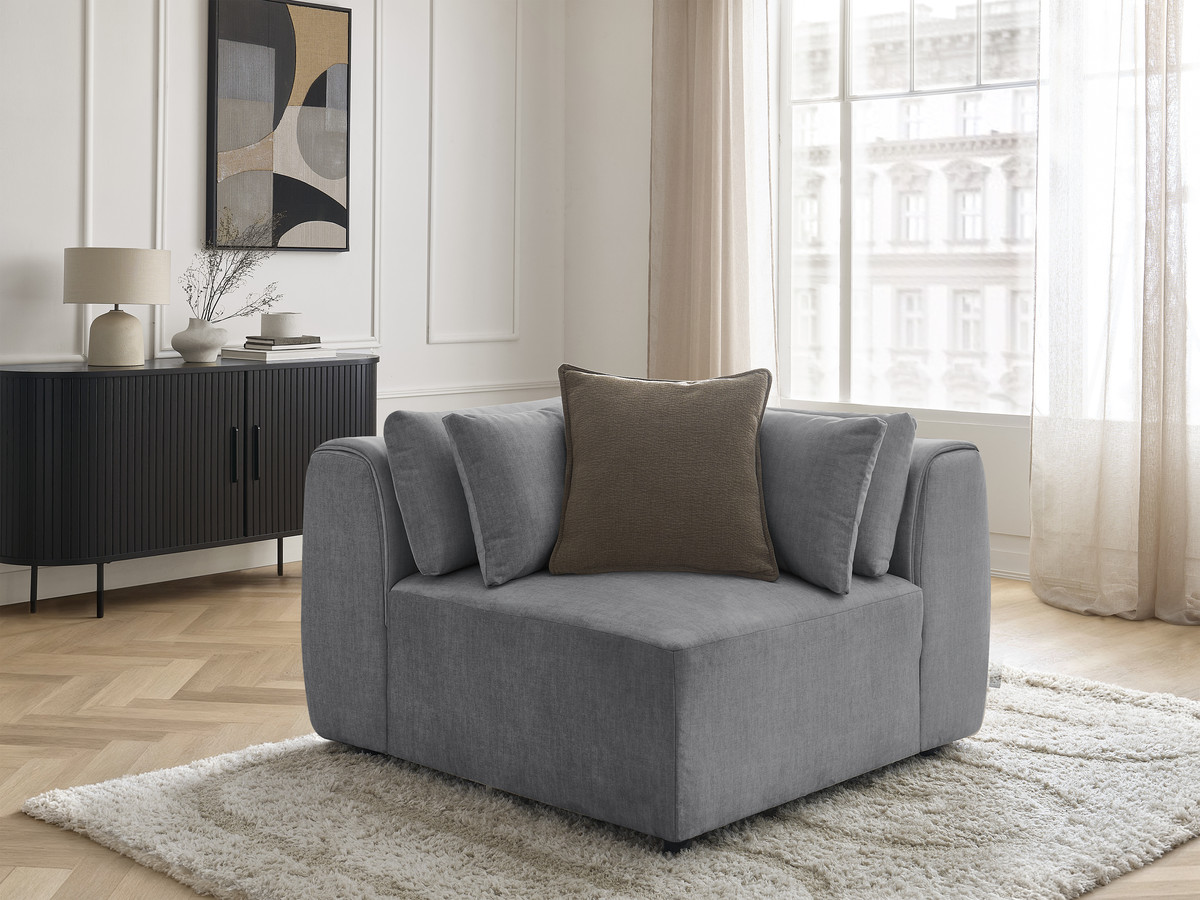 Angle avec têtière pour canapé modulable JANA velours gris foncé