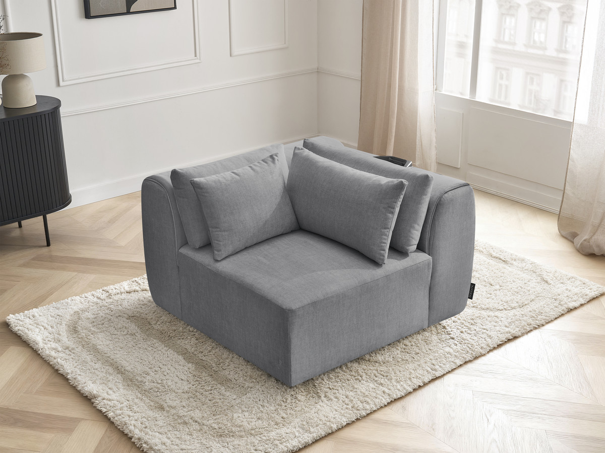 Angle avec têtière pour canapé modulable JANA velours gris foncé — vue 5