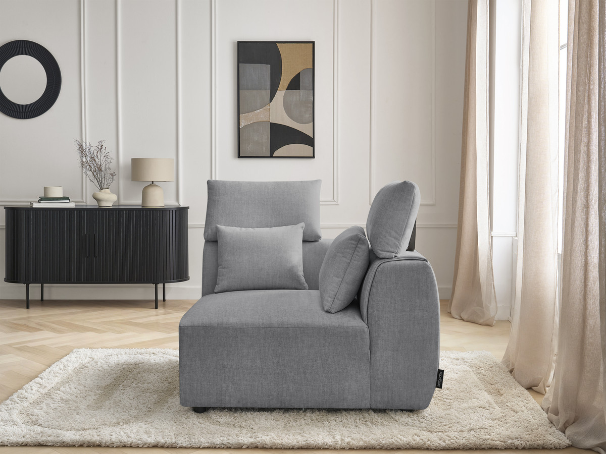 Angle avec têtière pour canapé modulable JANA velours gris foncé — vue 6