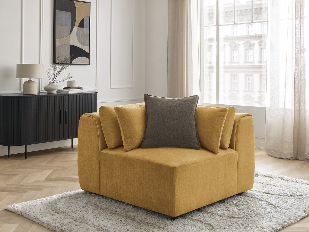 Angle avec têtière pour canapé modulable JANA velours jaune
