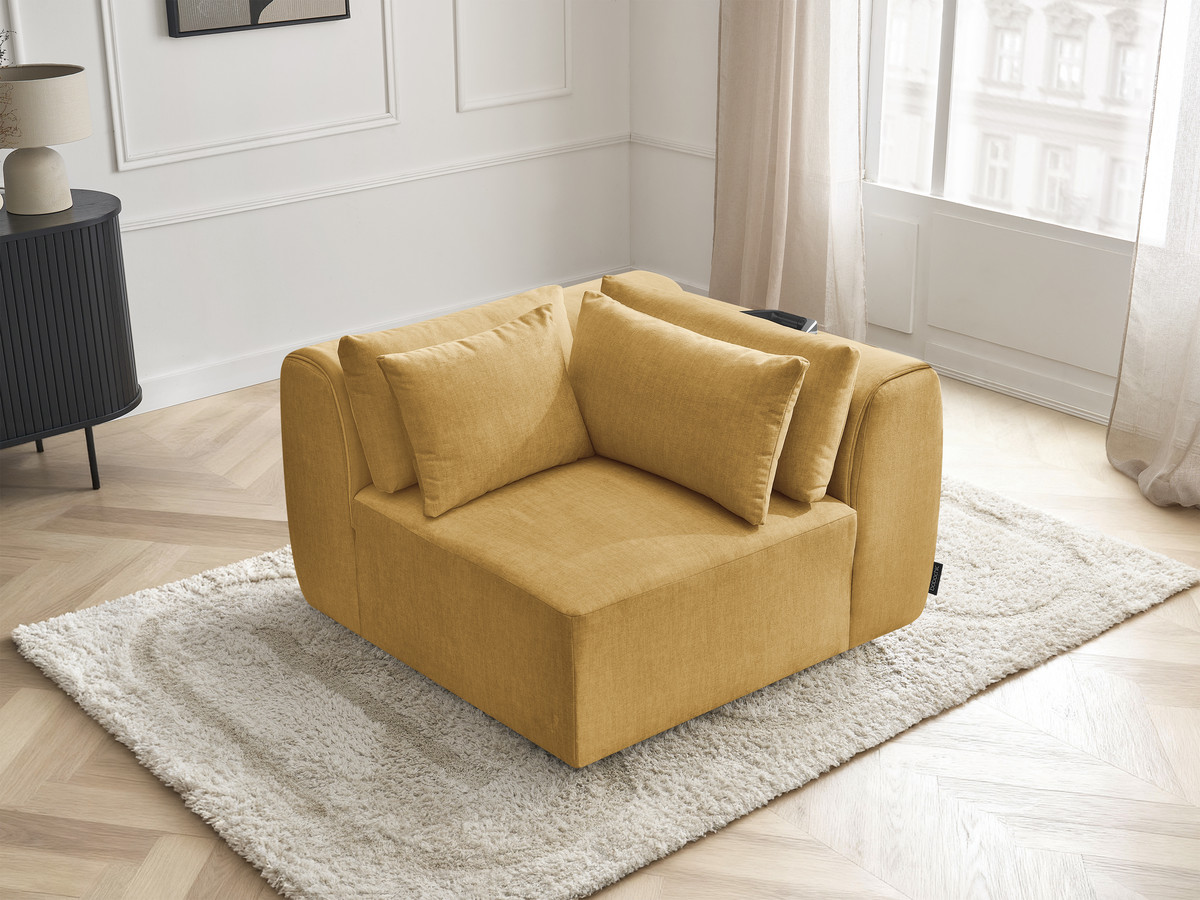 Angle avec têtière pour canapé modulable JANA velours jaune — vue 5