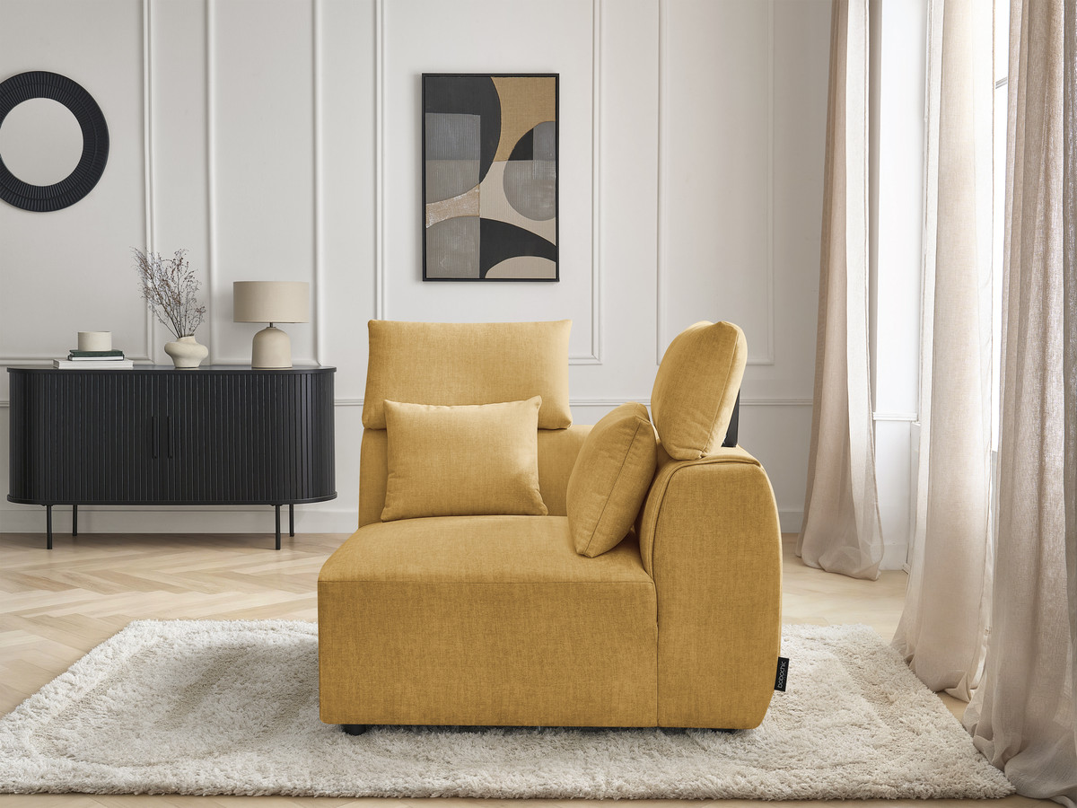 Angle avec têtière pour canapé modulable JANA velours jaune — vue 6