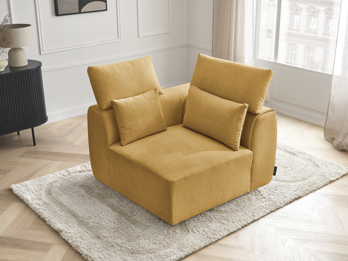 Hoekmeubel met hoofdsteun voor modulaire bank JANA in fluwelen stof