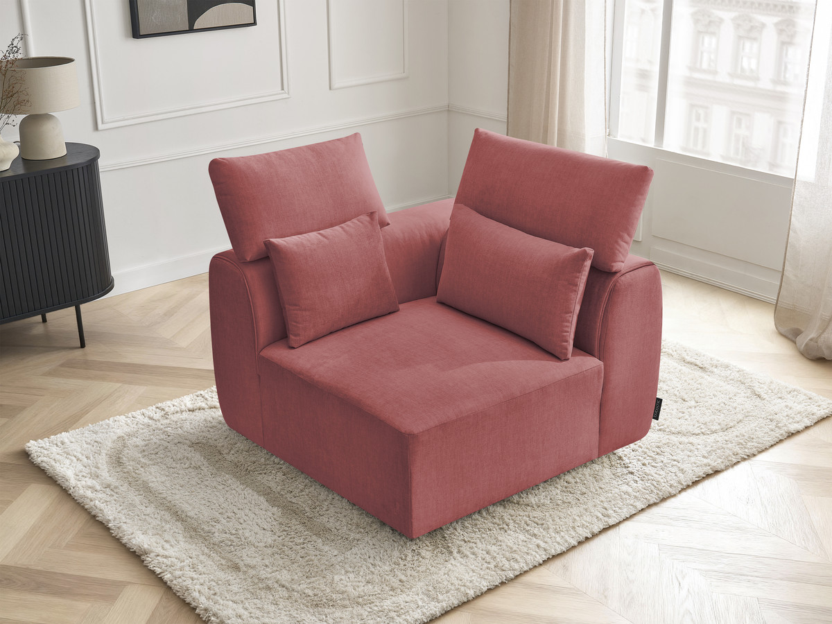 Hoekmeubel met hoofdsteun voor modulaire bank JANA in fluwelen stof