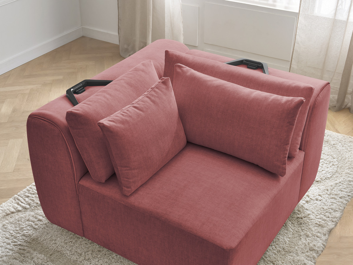 Hoekmeubel met hoofdsteun voor modulaire bank JANA in fluwelen stof