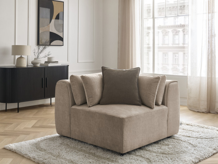 Angle avec têtière pour canapé modulable JANA tissu velours