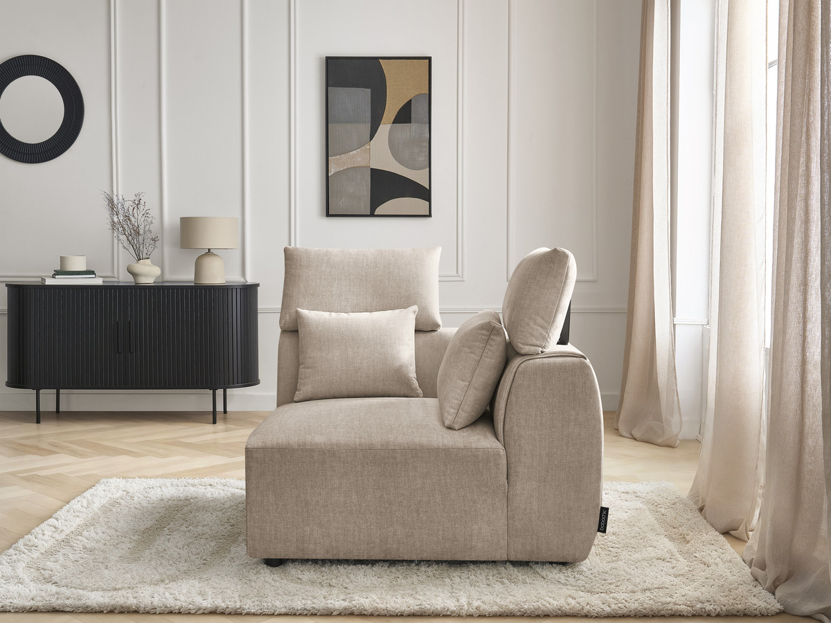 Angle avec têtière pour canapé modulable JANA velours taupe — vue 6