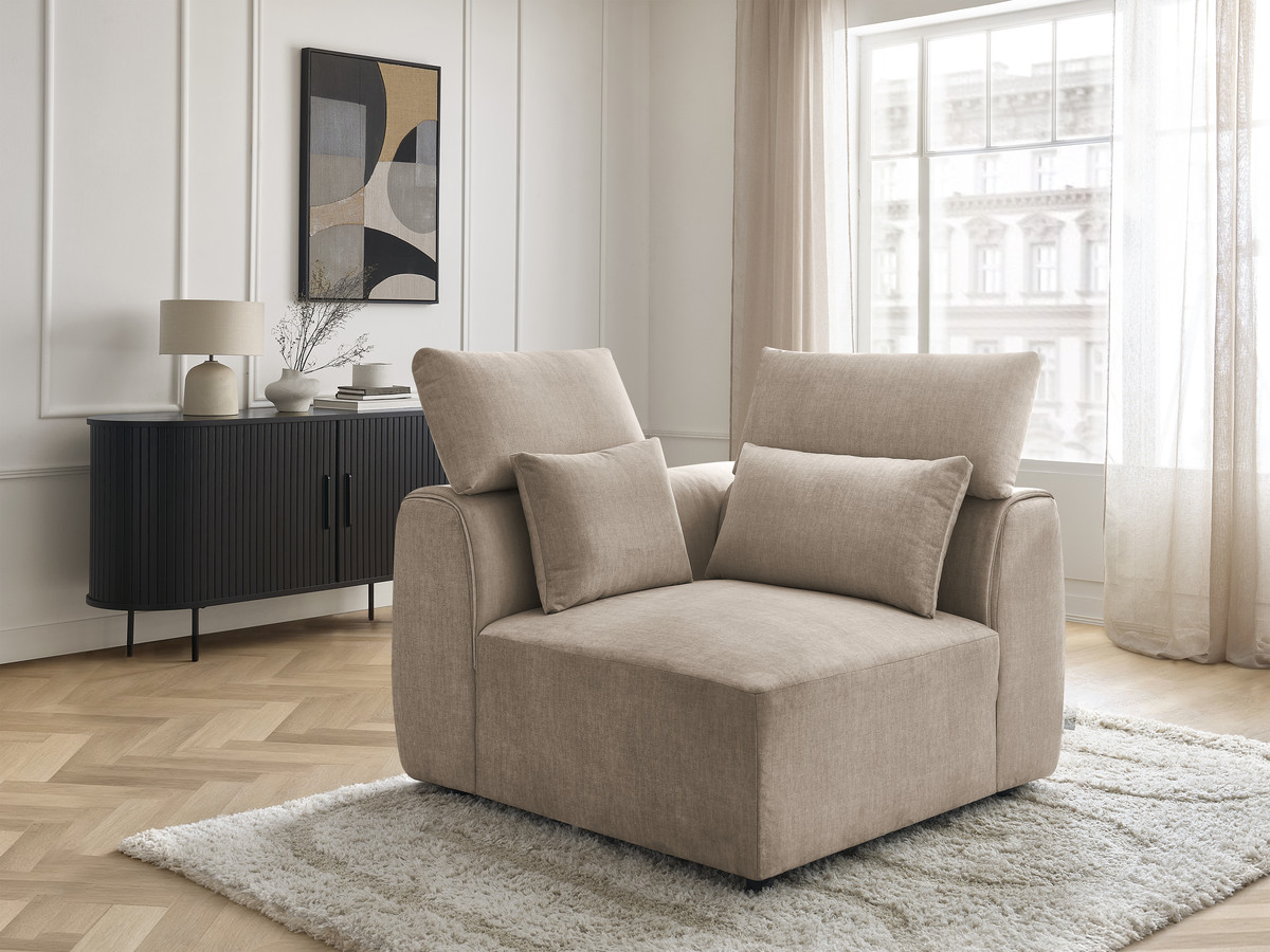 Hoekmeubel met hoofdsteun voor modulaire bank JANA in fluwelen stof