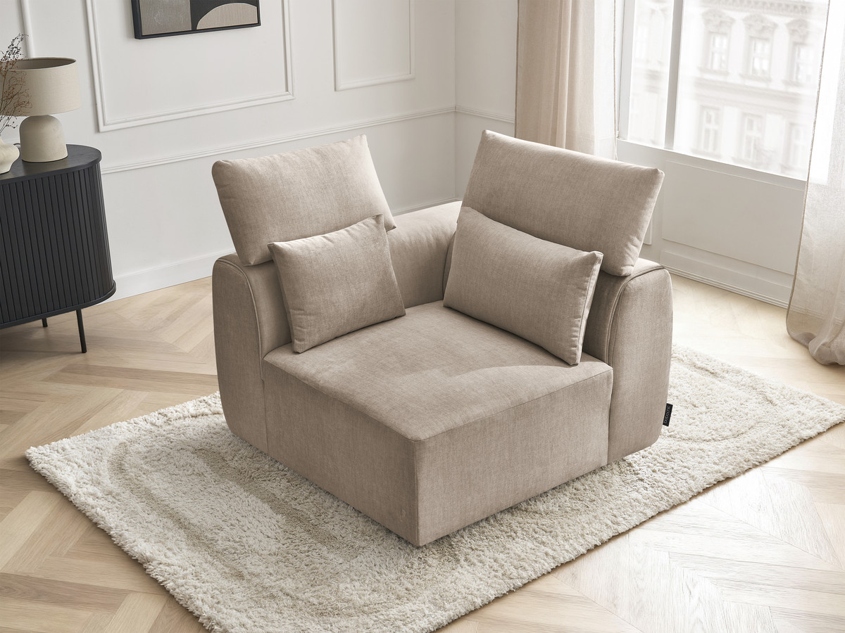 Hoekmeubel met hoofdsteun voor modulaire bank JANA in fluwelen stof