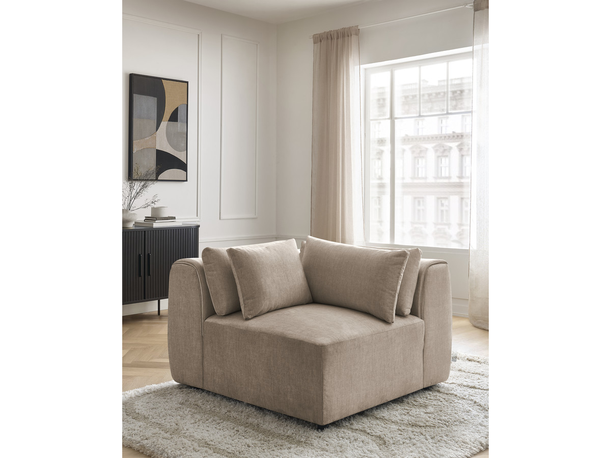 Hoekmeubel met hoofdsteun voor modulaire bank JANA in fluwelen stof