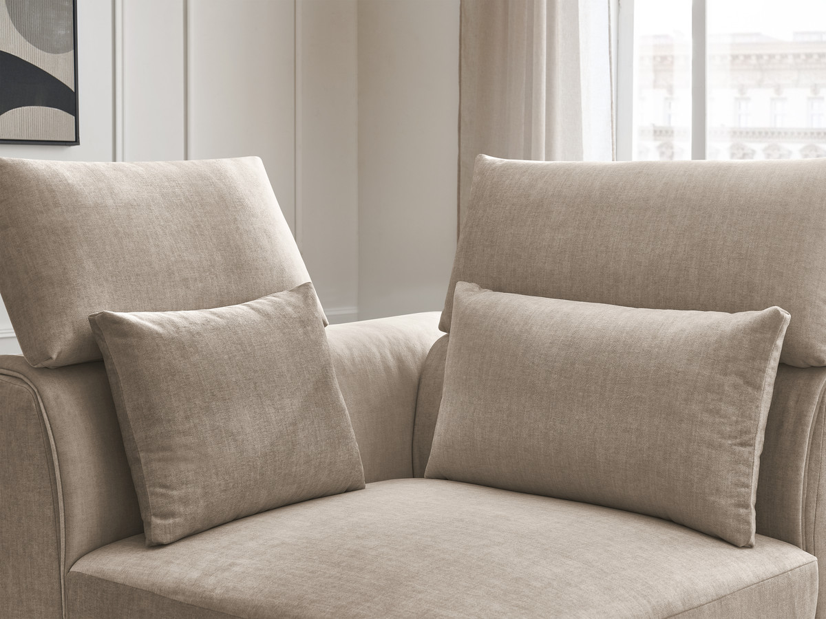 Hoekmeubel met hoofdsteun voor modulaire bank JANA in fluwelen stof