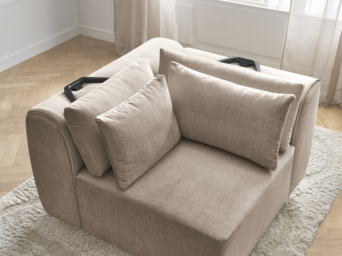 Hoekmeubel met hoofdsteun voor modulaire bank JANA in fluwelen stof