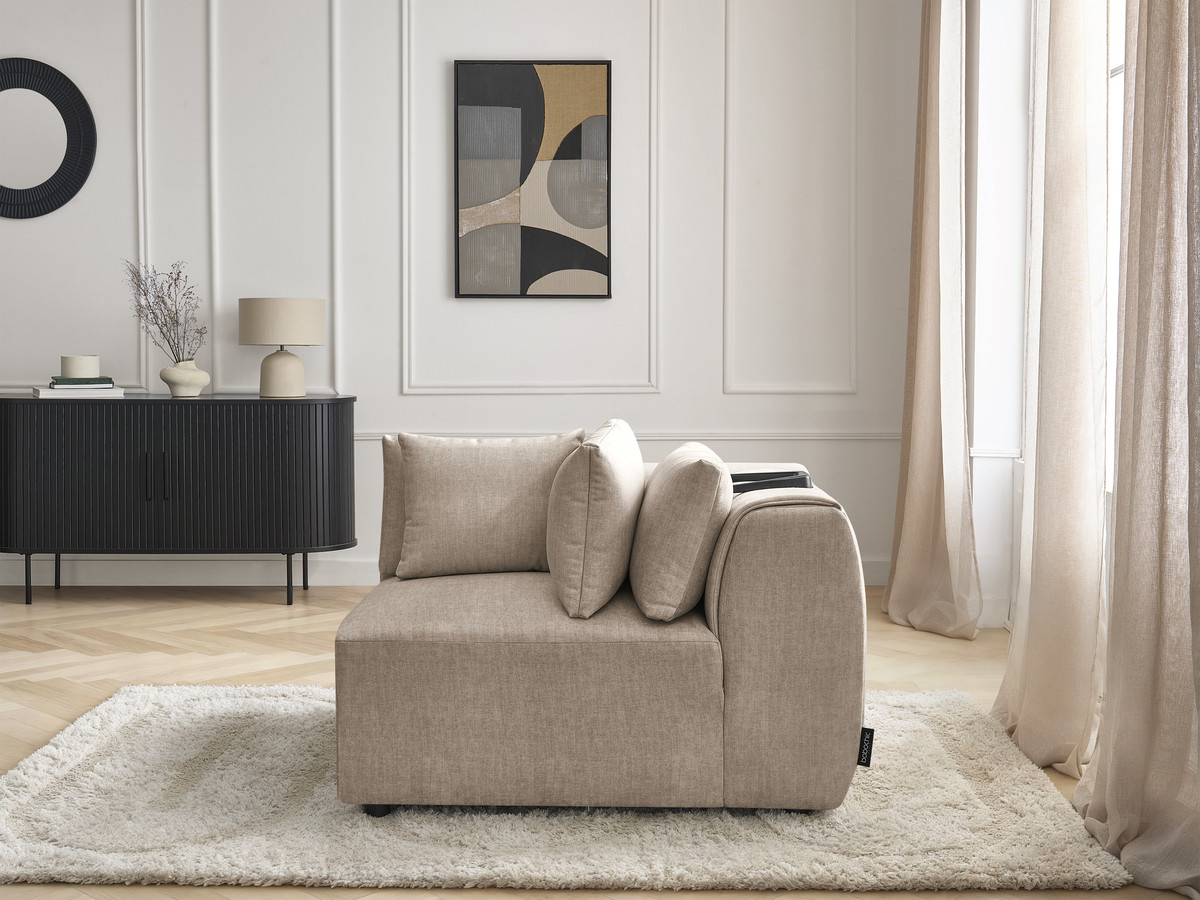 Hoekmeubel met hoofdsteun voor modulaire bank JANA in fluwelen stof