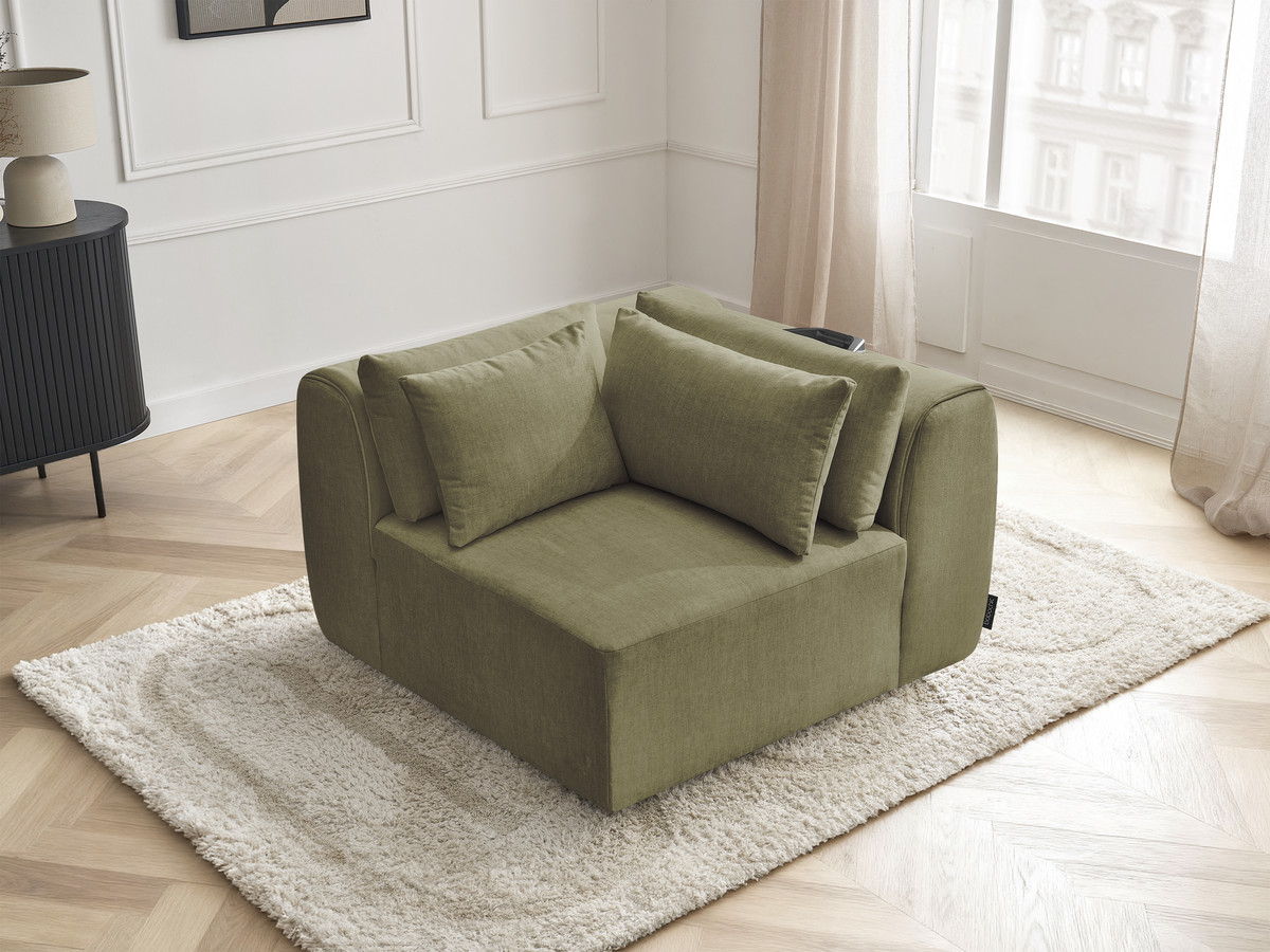 Angle avec têtière pour canapé modulable JANA velours vert — vue 5