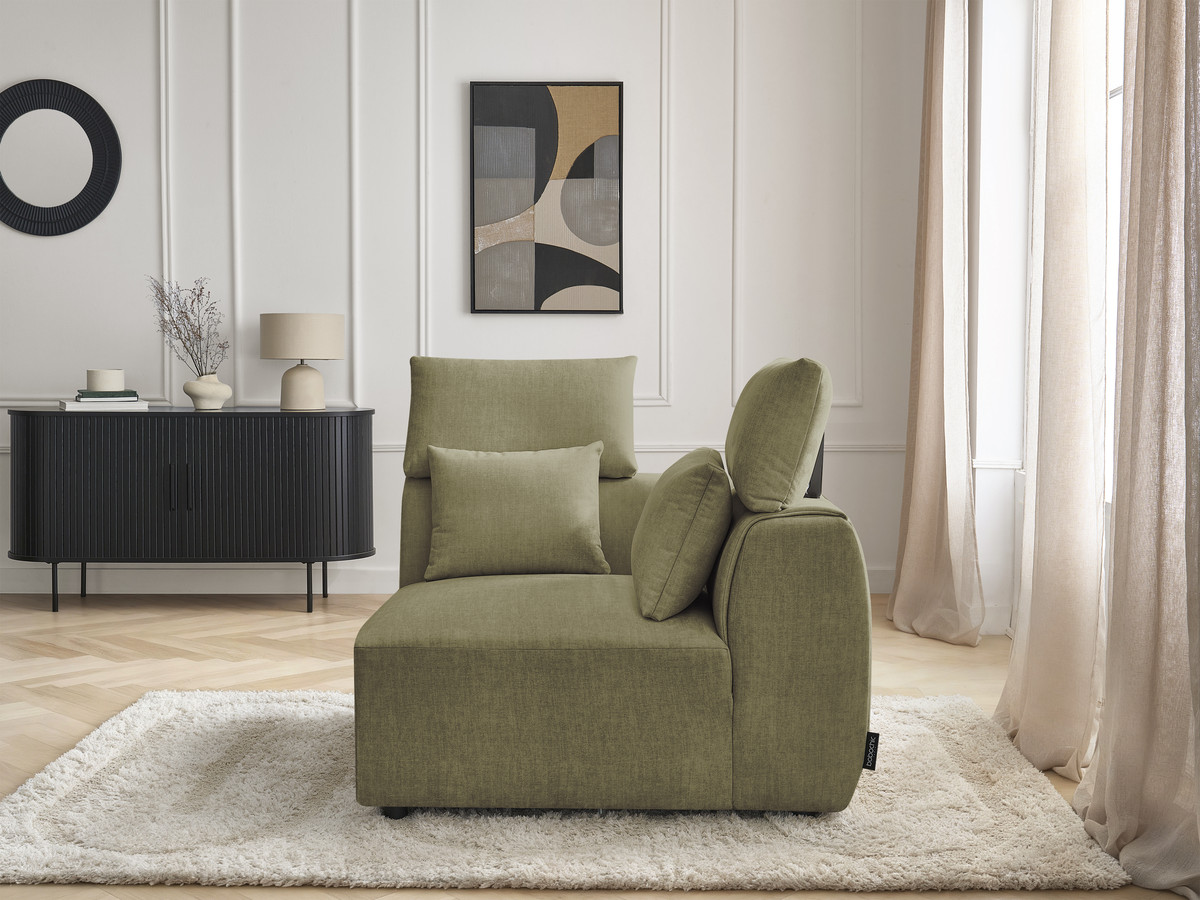 Angle avec têtière pour canapé modulable JANA velours vert — vue 6
