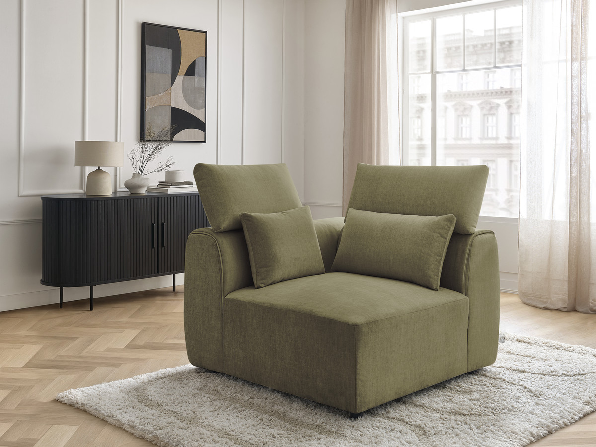 Hoekmeubel met hoofdsteun voor modulaire bank JANA in fluwelen stof