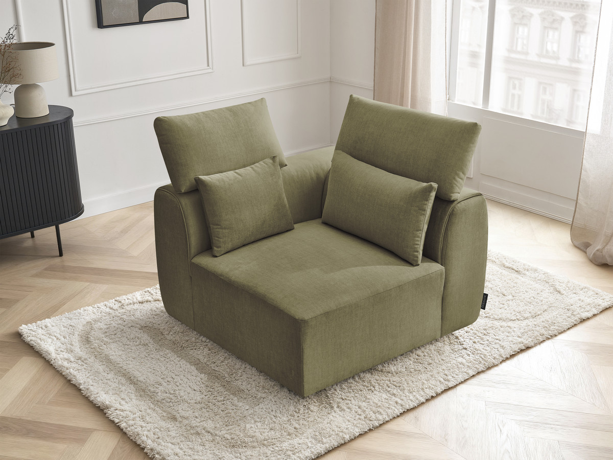 Hoekmeubel met hoofdsteun voor modulaire bank JANA in fluwelen stof