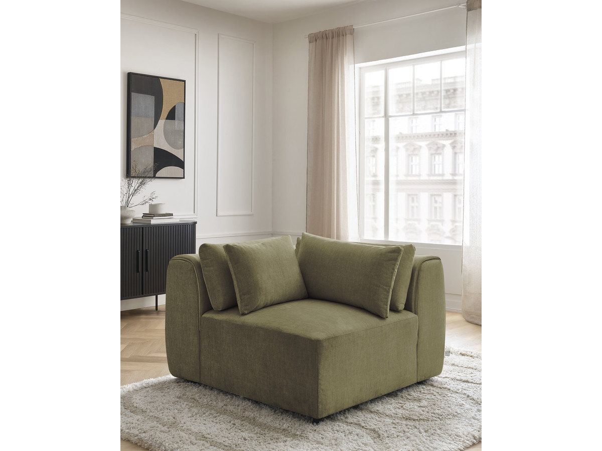 Hoekmeubel met hoofdsteun voor modulaire bank JANA in fluwelen stof