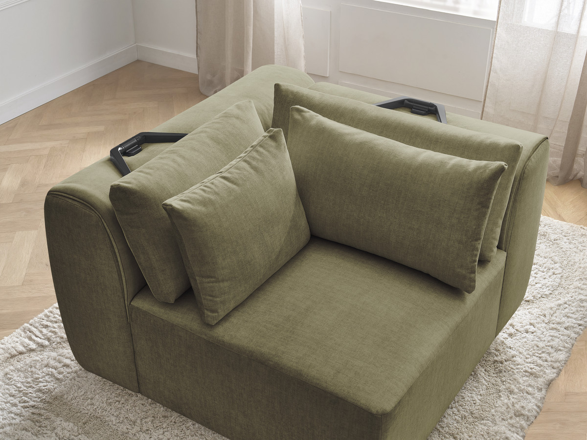 Hoekmeubel met hoofdsteun voor modulaire bank JANA in fluwelen stof