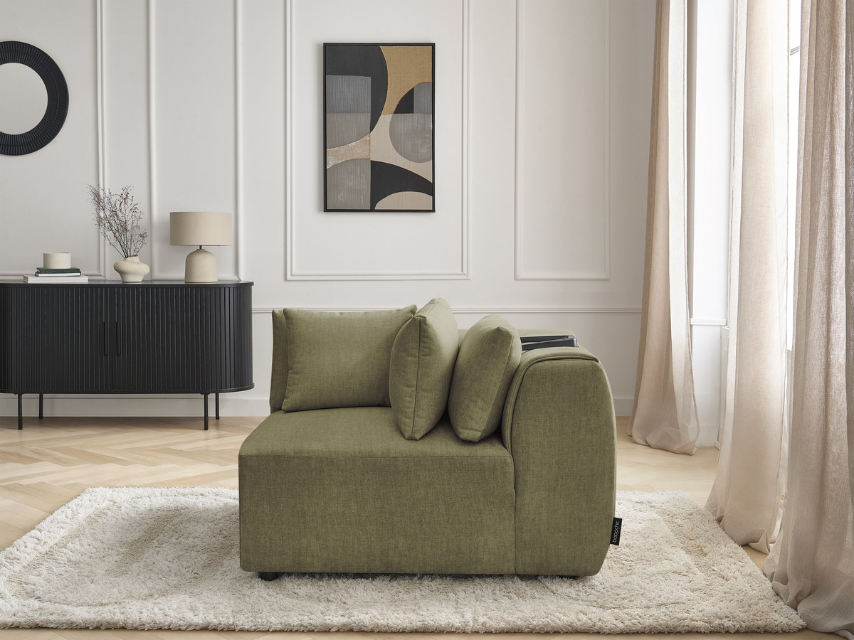 Hoekmeubel met hoofdsteun voor modulaire bank JANA in fluwelen stof