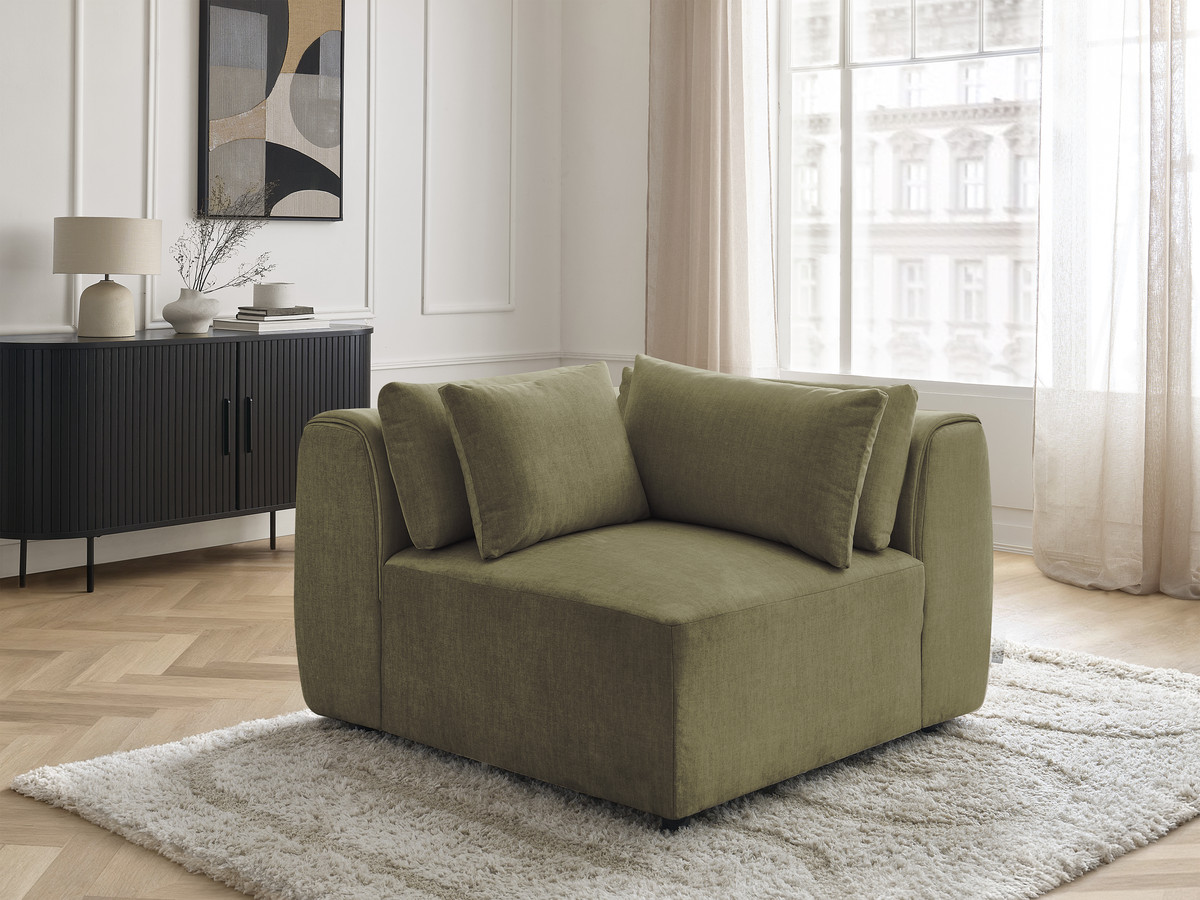 Hoekmeubel met hoofdsteun voor modulaire bank JANA in fluwelen stof