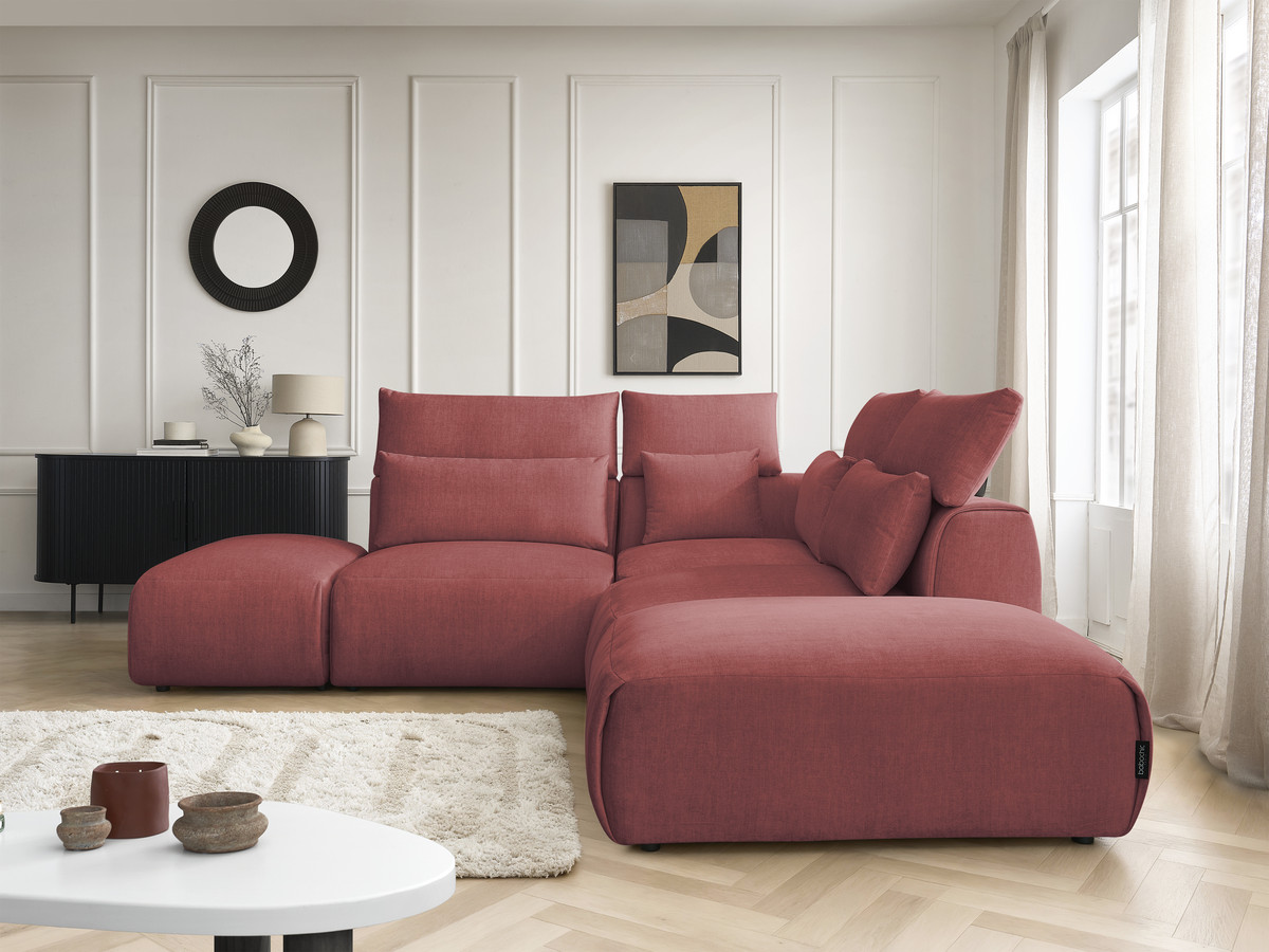 Canapé d'angle modulable avec têtières JANA velours orange — vue 6