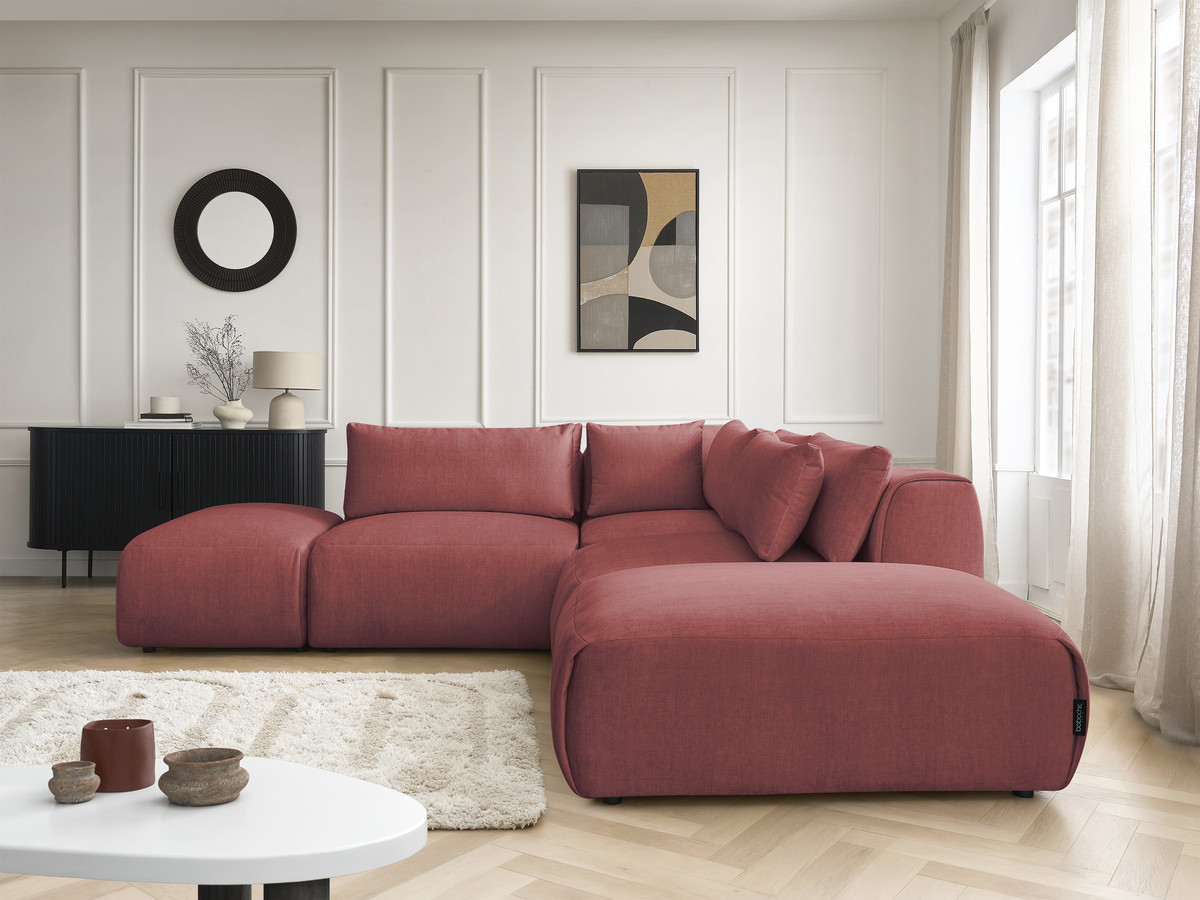 Canapé d'angle modulable avec têtières JANA velours orange — vue 5