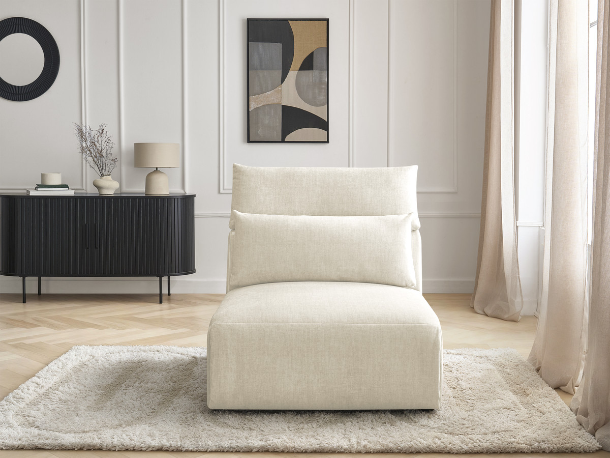 Chauffeuse 1 place avec têtière pour canapé modulable JANA velours beige — vue 6