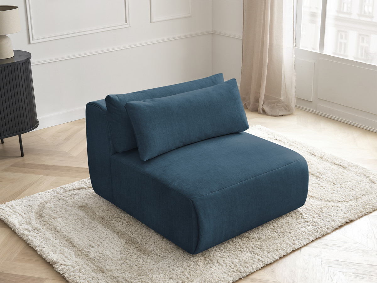 Chauffeuse 1 place avec têtière pour canapé modulable JANA velours bleu — vue 5