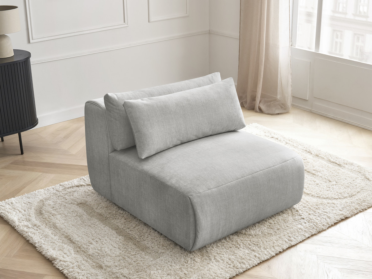 Chauffeuse 1 place avec têtière pour canapé modulable JANA velours gris clair — vue 5